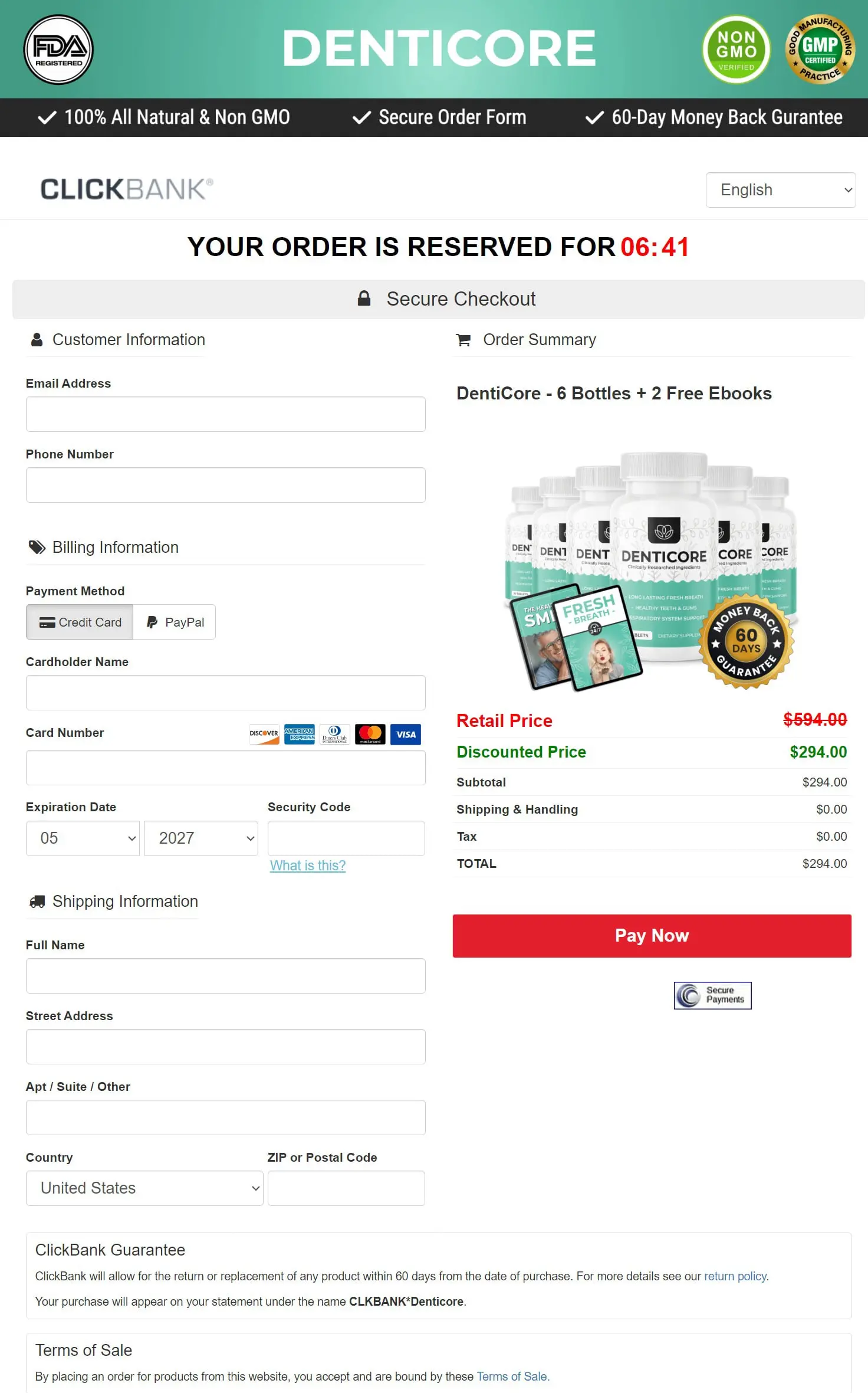 denticore order page